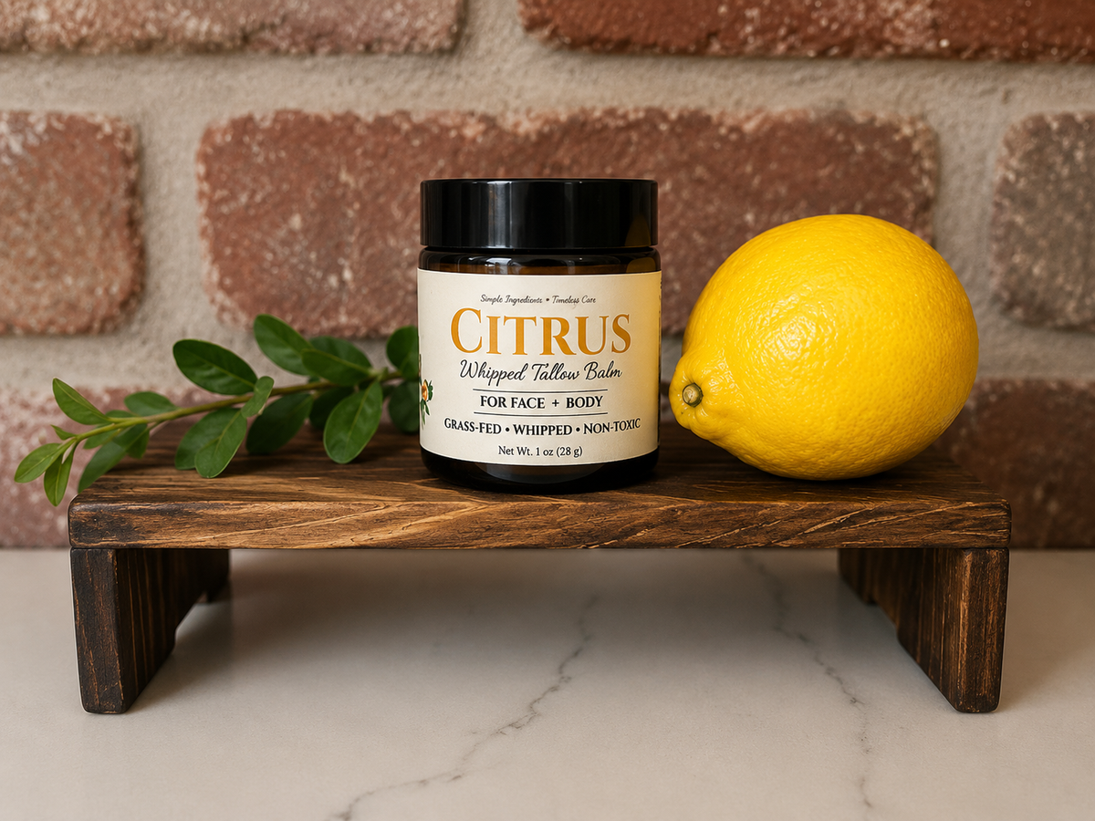 Homestead Tallow Citrus balm in 1 oz and 4 oz sizes