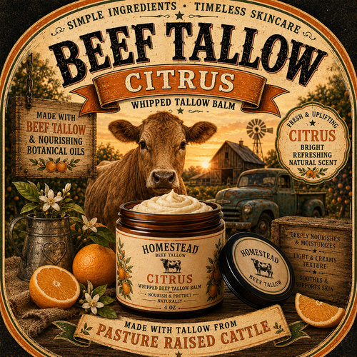 Citrus Whipped Beef Tallow Balm by Homestead Tallow