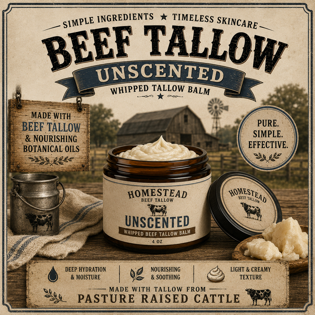Unscented Whipped Beef Tallow Balm by Homestead Tallow